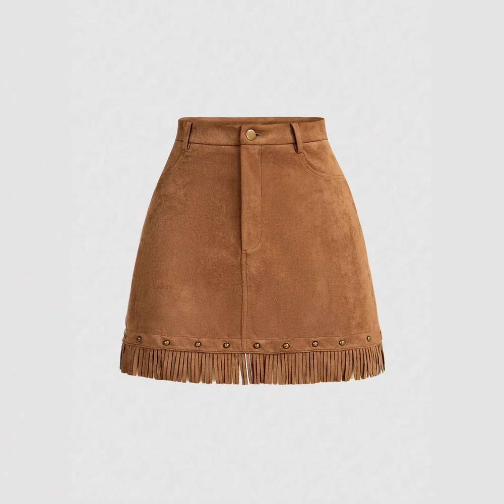 Forever 21 Women's Suede Fringe Mini Skirt Spring